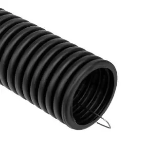 Труба гофрированная из ПНД, с зондом, черная, Ø40мм (бухта 15 м/уп) REXANT 
